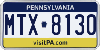 PA license plate MTX8130