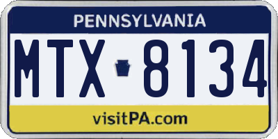 PA license plate MTX8134