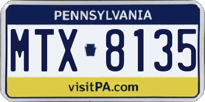 PA license plate MTX8135