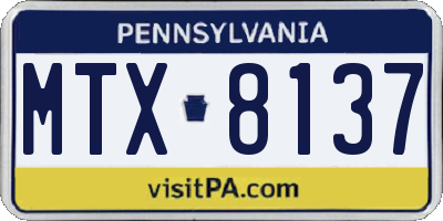 PA license plate MTX8137