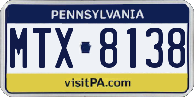 PA license plate MTX8138