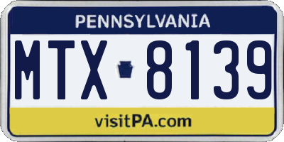 PA license plate MTX8139