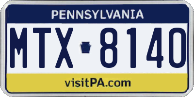 PA license plate MTX8140