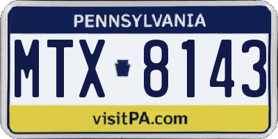 PA license plate MTX8143