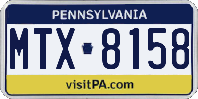 PA license plate MTX8158