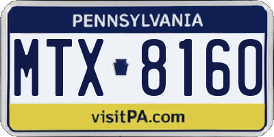 PA license plate MTX8160