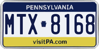 PA license plate MTX8168