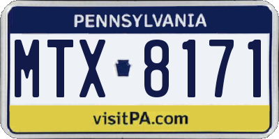PA license plate MTX8171