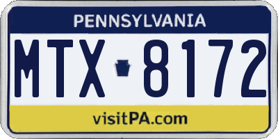 PA license plate MTX8172