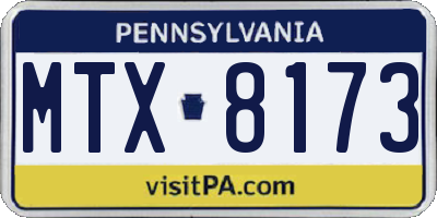 PA license plate MTX8173