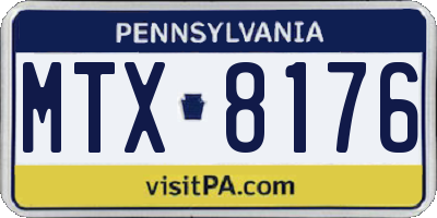 PA license plate MTX8176