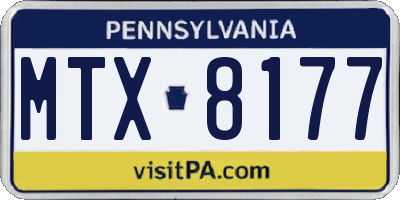 PA license plate MTX8177