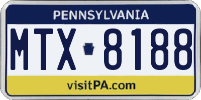 PA license plate MTX8188