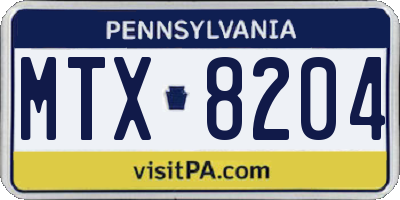 PA license plate MTX8204
