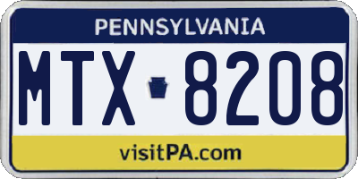 PA license plate MTX8208