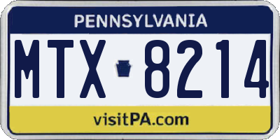 PA license plate MTX8214