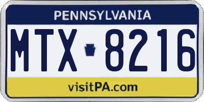 PA license plate MTX8216