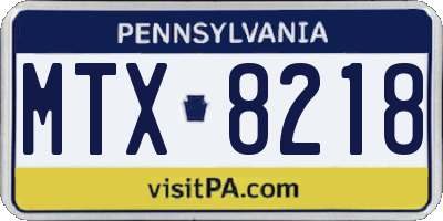 PA license plate MTX8218