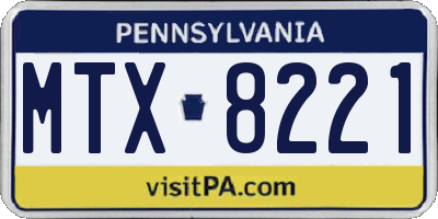 PA license plate MTX8221
