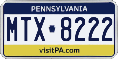 PA license plate MTX8222