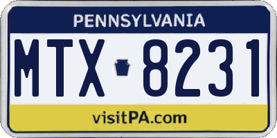 PA license plate MTX8231
