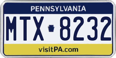PA license plate MTX8232