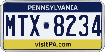 PA license plate MTX8234