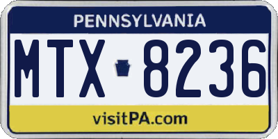 PA license plate MTX8236