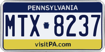 PA license plate MTX8237