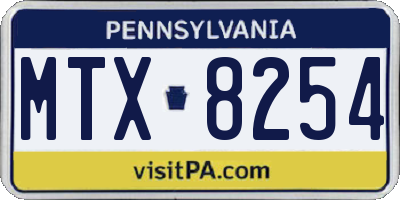 PA license plate MTX8254