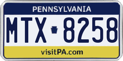 PA license plate MTX8258