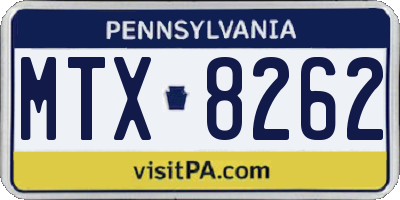 PA license plate MTX8262