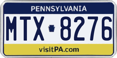PA license plate MTX8276