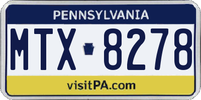 PA license plate MTX8278