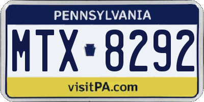 PA license plate MTX8292