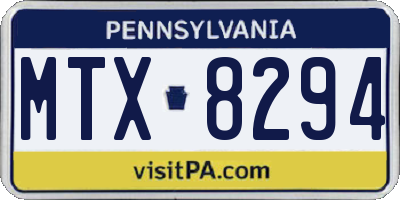 PA license plate MTX8294