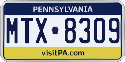 PA license plate MTX8309
