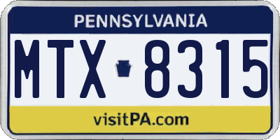 PA license plate MTX8315