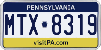 PA license plate MTX8319