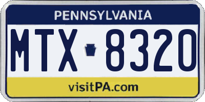 PA license plate MTX8320