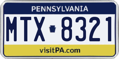 PA license plate MTX8321