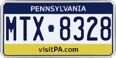 PA license plate MTX8328