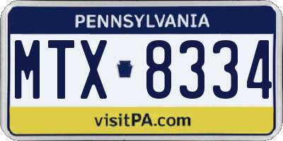PA license plate MTX8334