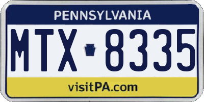 PA license plate MTX8335