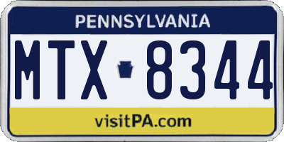 PA license plate MTX8344