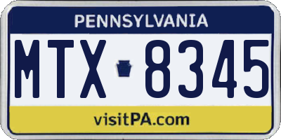 PA license plate MTX8345