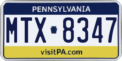 PA license plate MTX8347