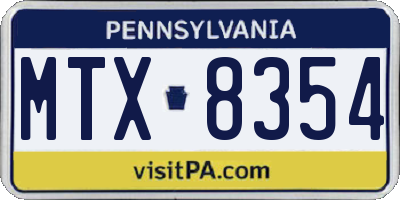 PA license plate MTX8354