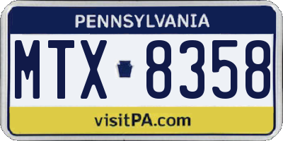 PA license plate MTX8358