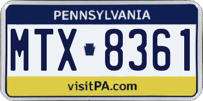 PA license plate MTX8361